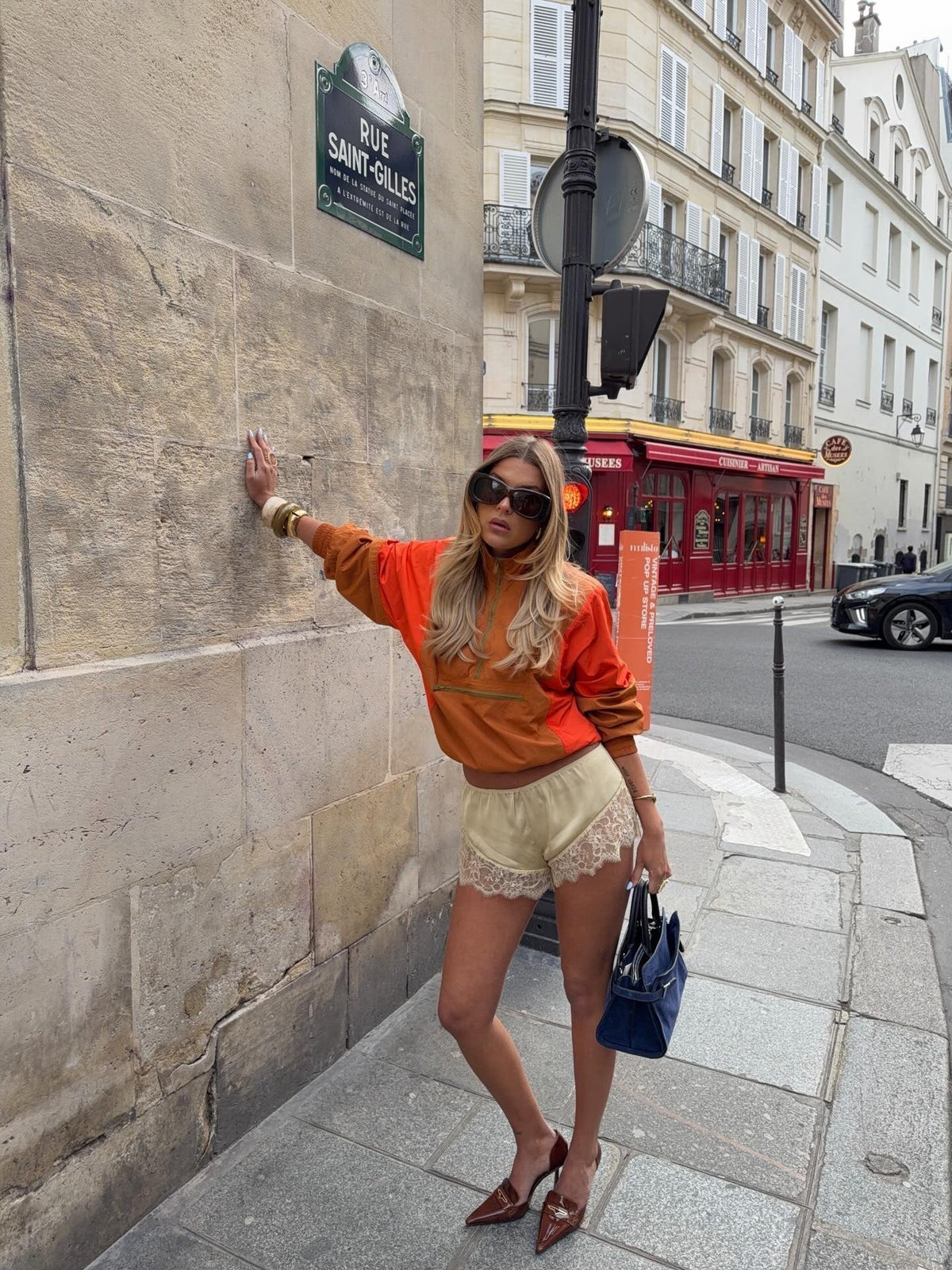 OLANE Kate Colorblock Half-Zip Windbreaker Jacket OrangeSWomen's Coats & Jackets