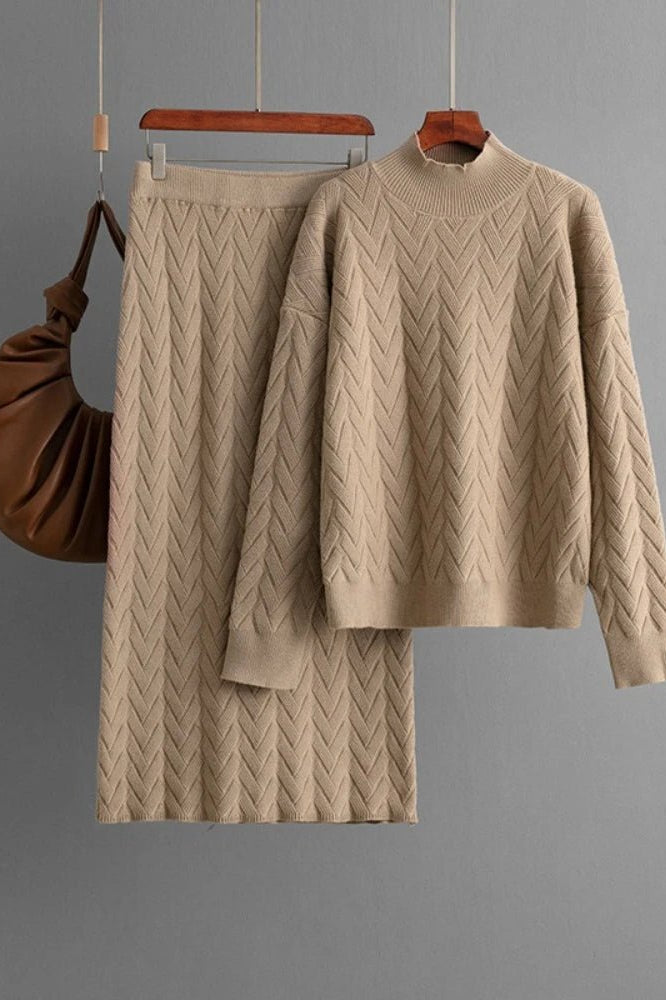 OLANE Knitted Loungewear Skirt Set CremeOne SizeWomen's Sets