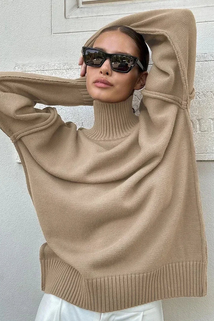 OLANE Lexi Turtleneck Knit Sweater BeigeSSweaters