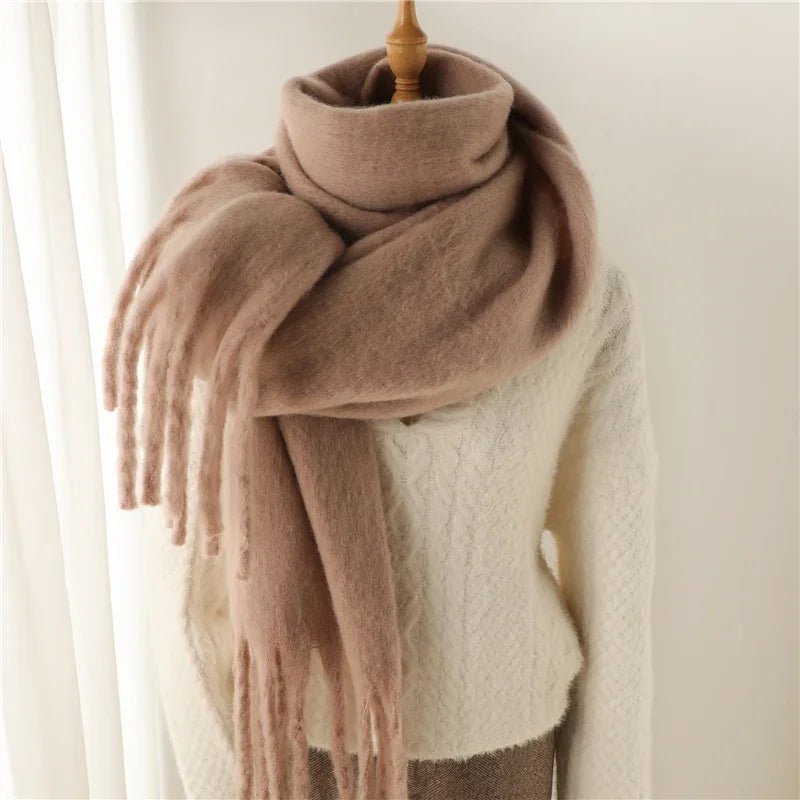 OLANE Lightweight Tasseled Winter Scarf WhiteAccessories