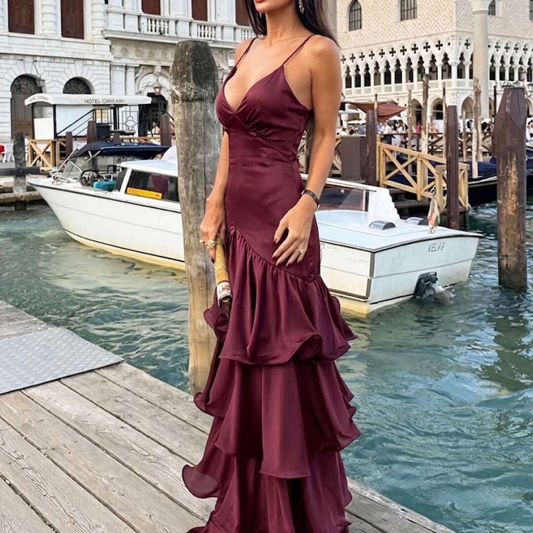 OLANE Linda Sling Evening Dress MaroonSWomen's Dresses