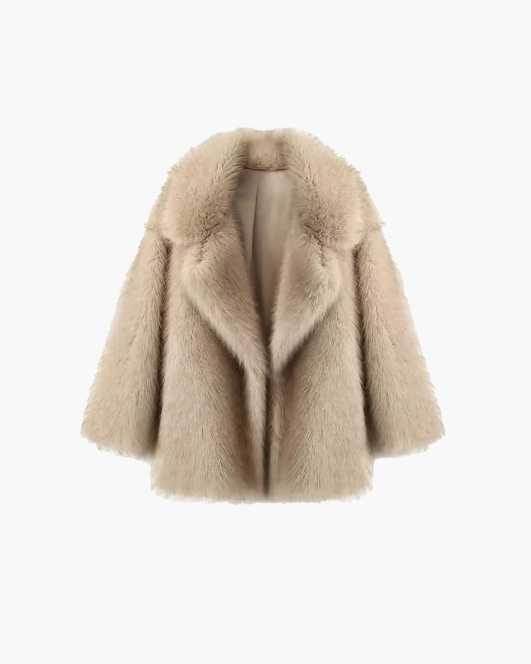 OLANE Long Plush Faux Fur Coat BeigeSWomen's Coats & Jackets