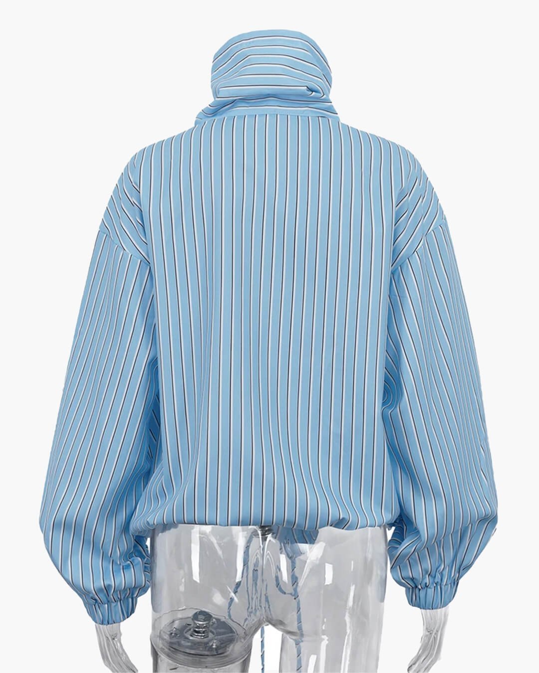 OLANE Long Sleeve Stripe High Neck Shirt BlueLWomen’s Tops