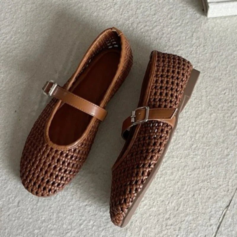 OLANE Luana Mesh Ballet Flat Pumps Brown35Shoes