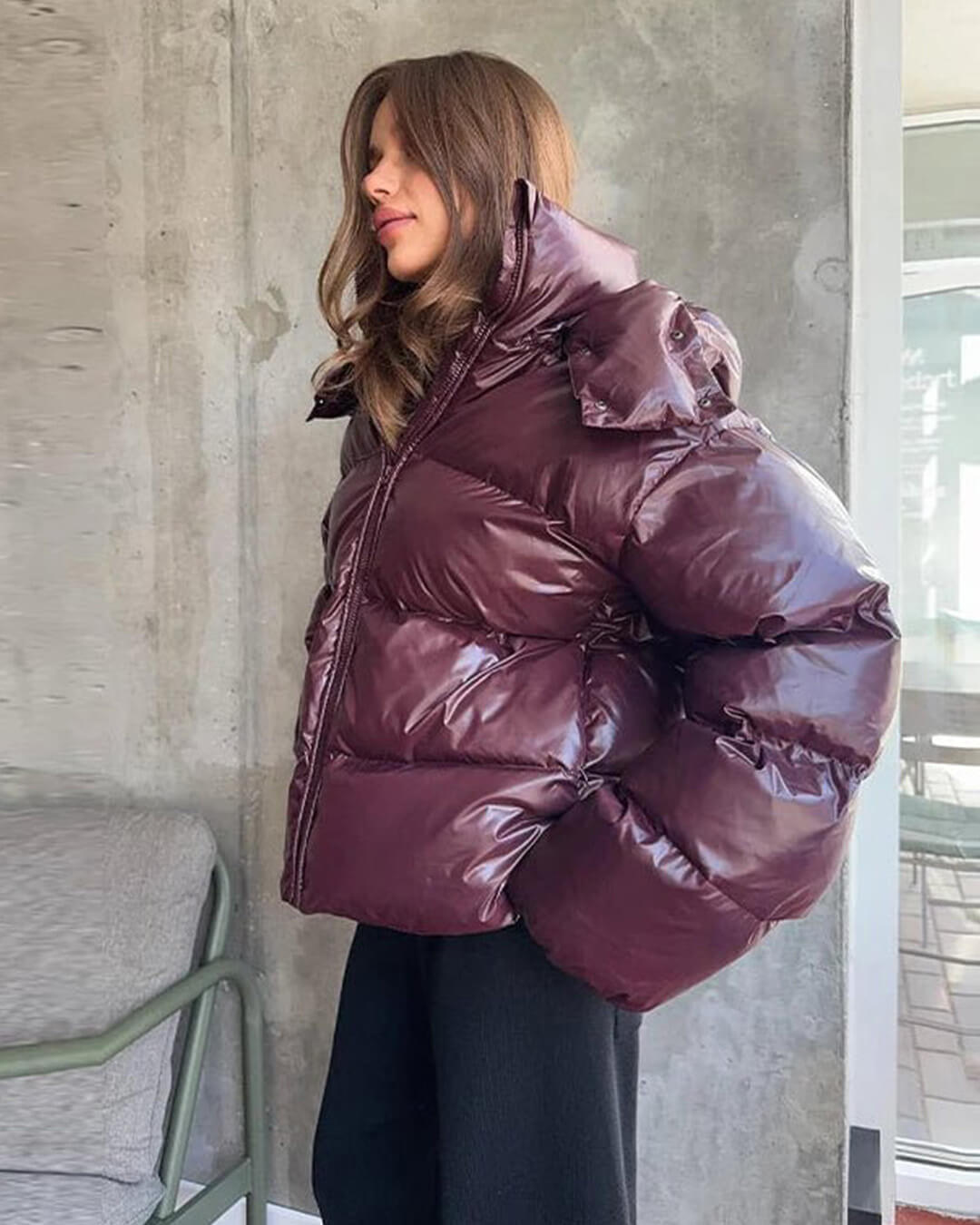 OLANE Mila Hooded Puffer Jacket BurgundySWomen's Coats & Jackets