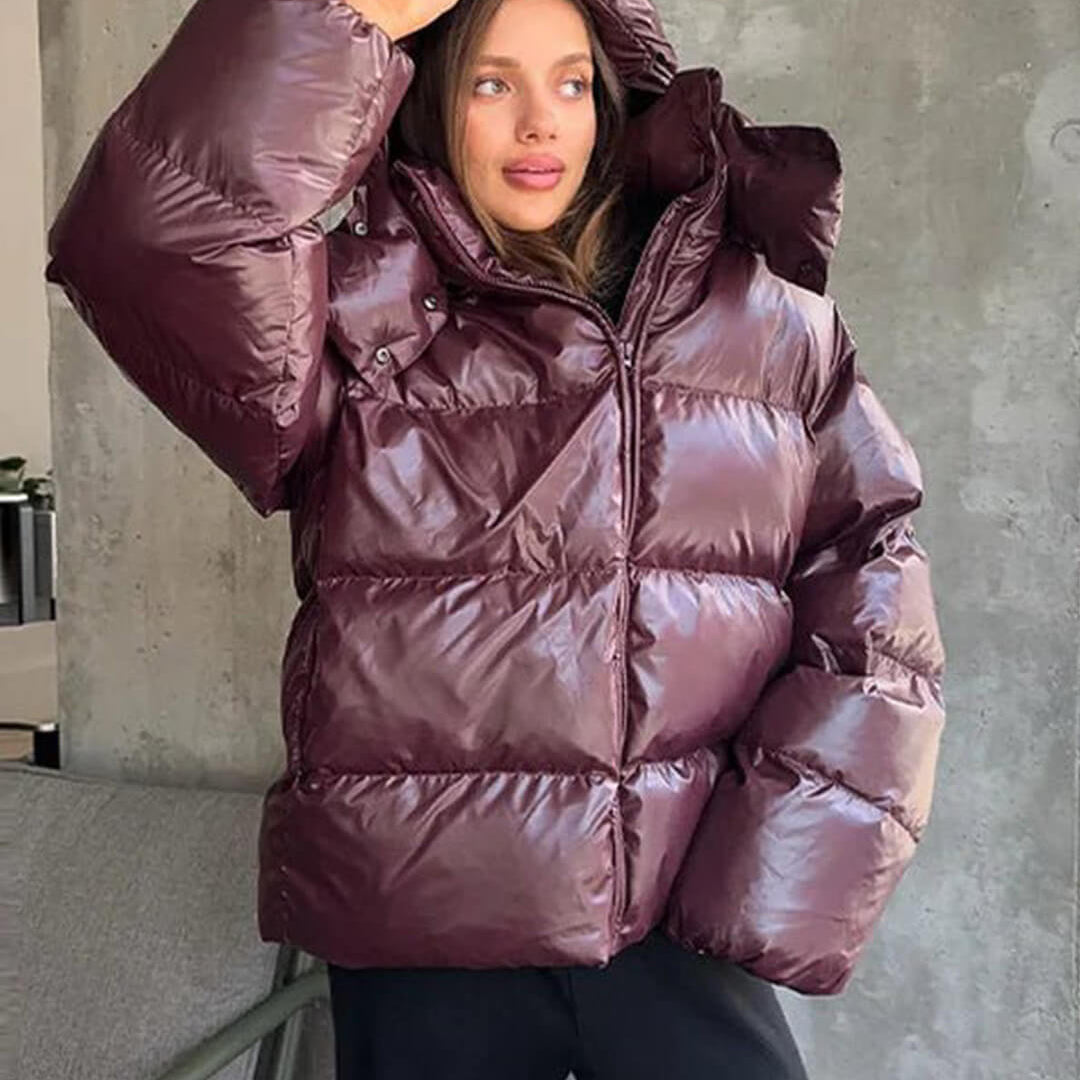 OLANE Mila Hooded Puffer Jacket BurgundySWomen's Coats & Jackets