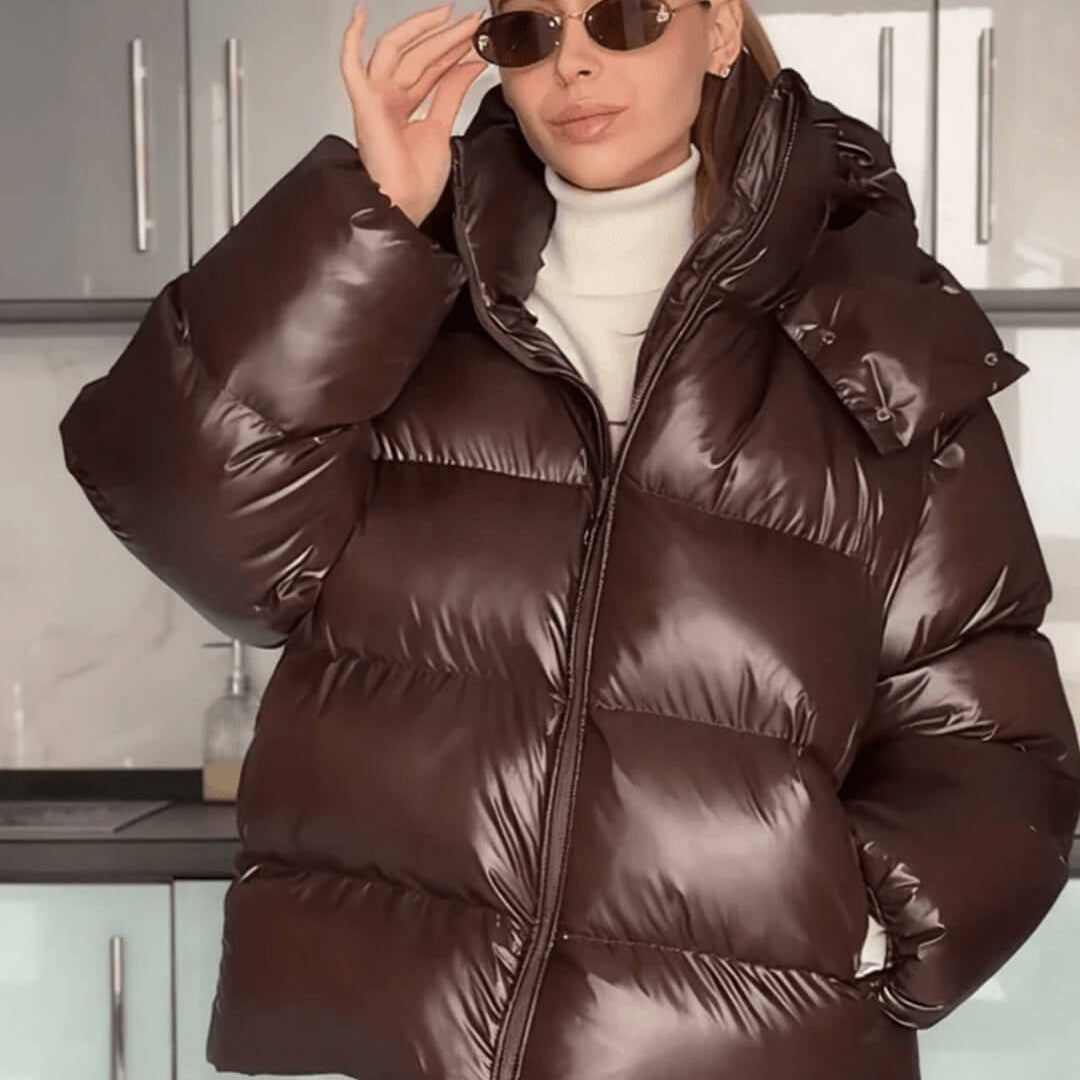 OLANE Mila Hooded Puffer Jacket ChocolateSWomen's Coats & Jackets