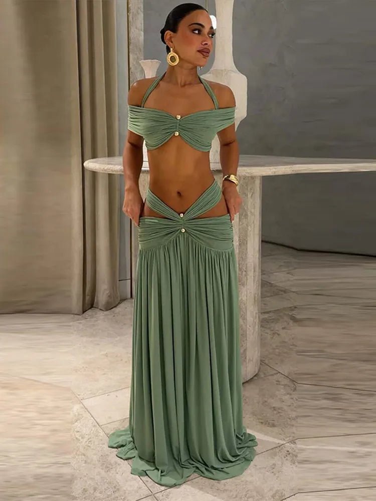 OLANE Natalie Halter Backless Two-Piece Beach Set SSets