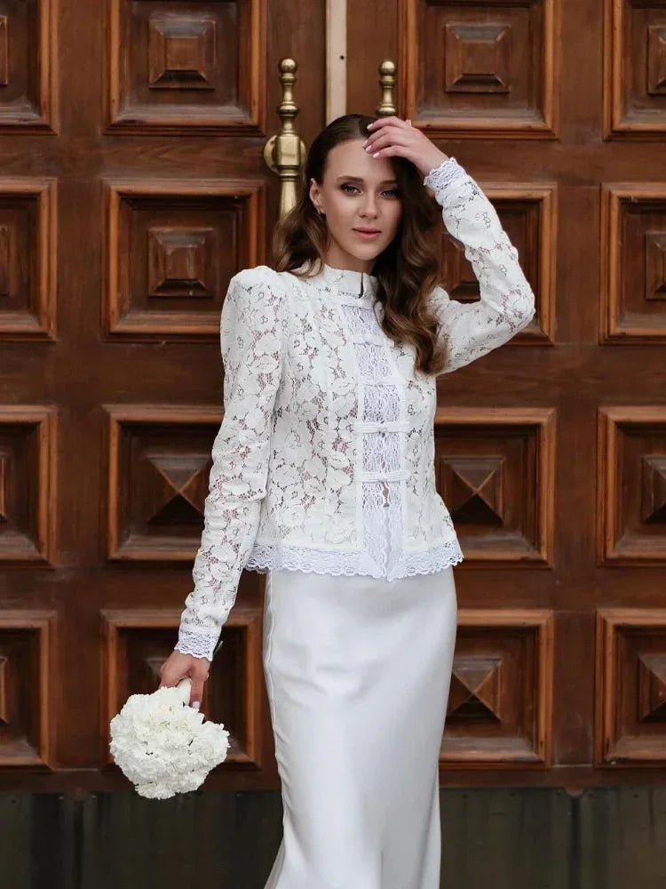 OLANE Nikki Puff Sleeve Lace Blouse WhiteMWomen’s Tops