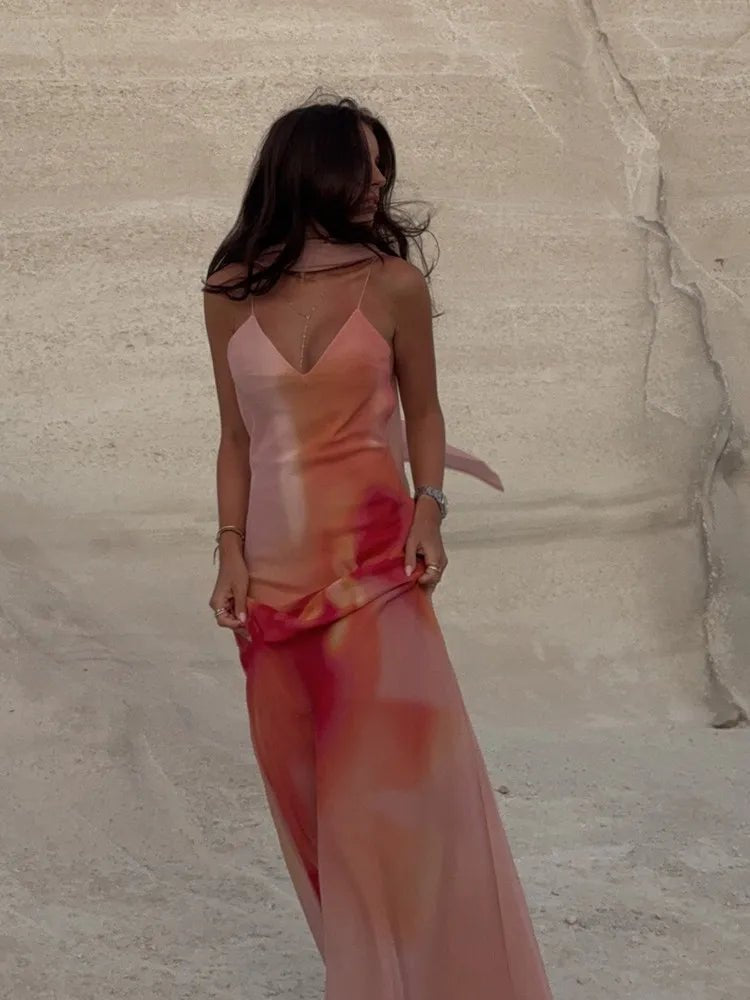 OLANE Emilia Ombre Satin Maxi Dress OrangeLWomen’s Dresses