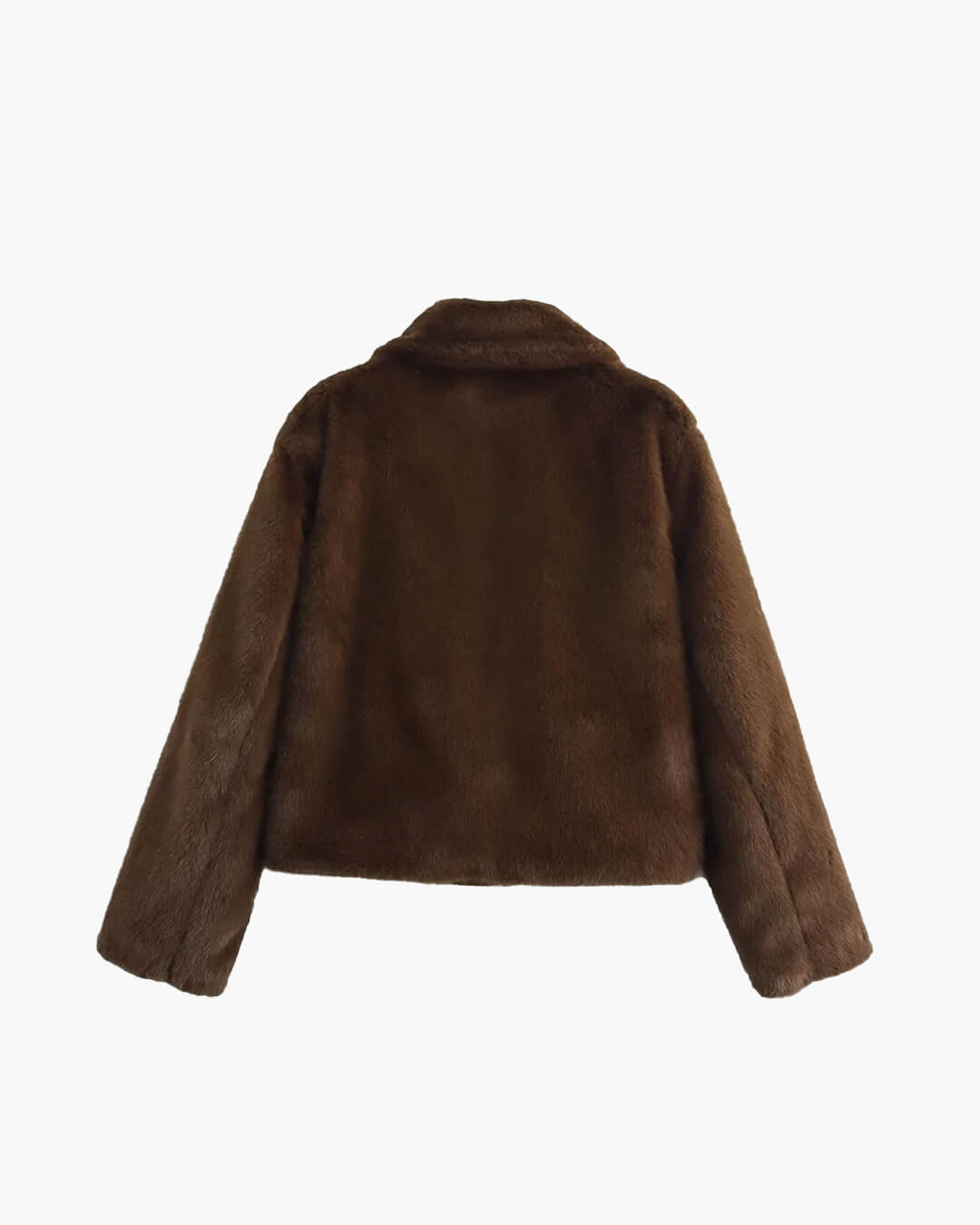 OLANE Plush Turn-Down Collar Faux Fur Jacket BrownLWomen's Coats & Jackets