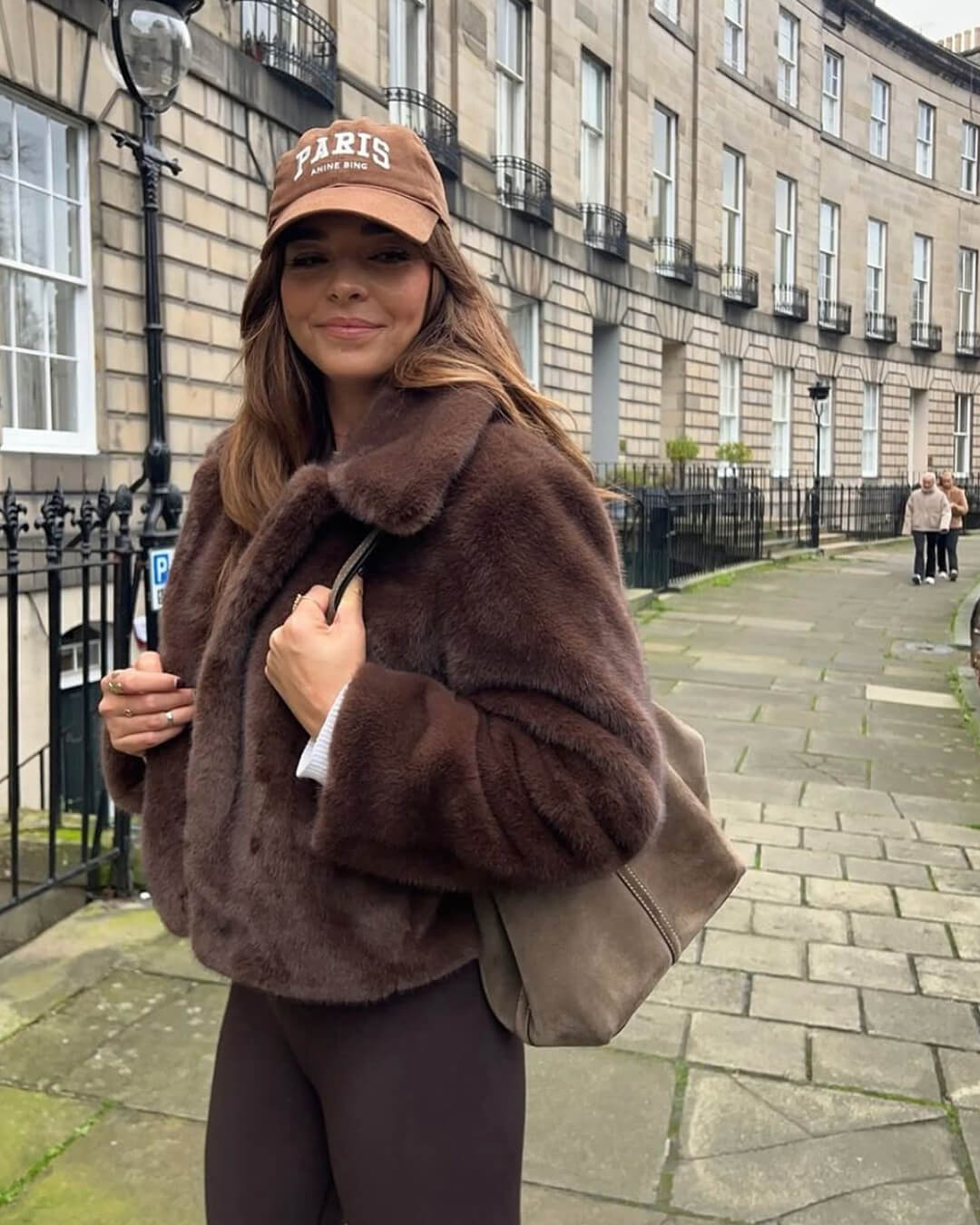OLANE Plush Turn-Down Collar Faux Fur Jacket BrownMWomen's Coats & Jackets