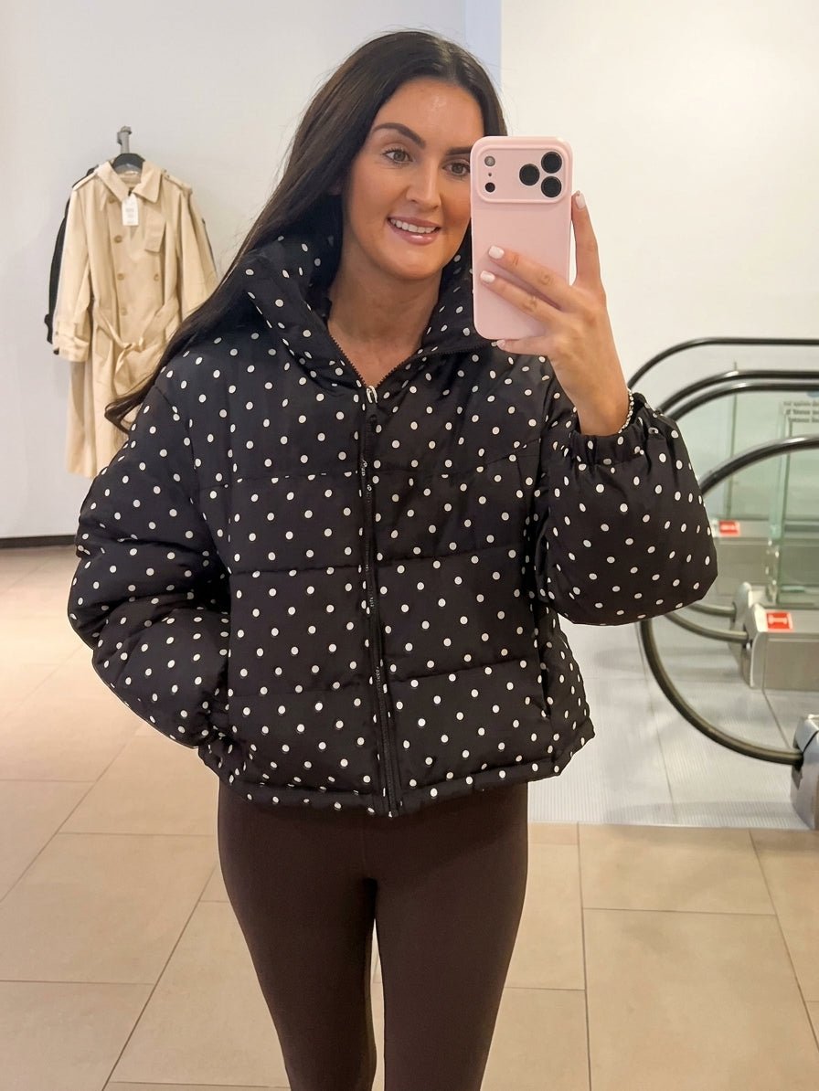 OLANE Polka Dot Cropped Puffer Jacket XSJacket