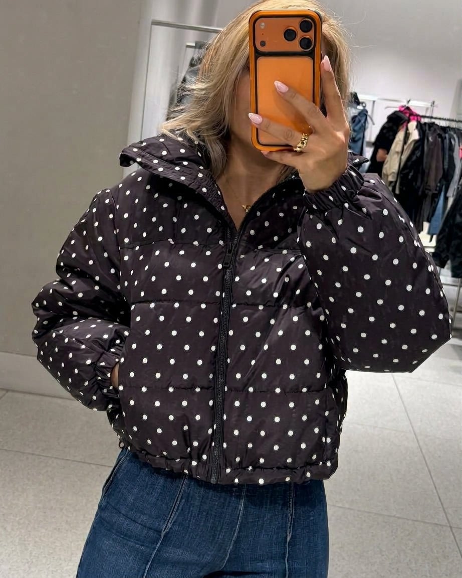 OLANE Polka Dot Cropped Puffer Jacket XSJacket