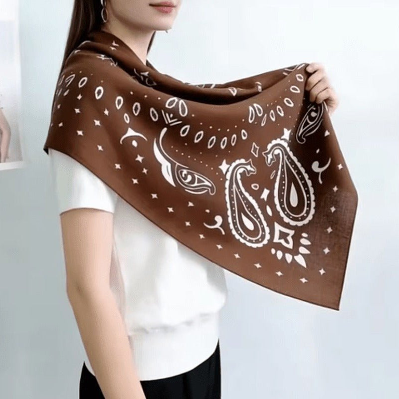 OLANE Rachel Lightweight Paisley Knitted Bandana Scarf BrownOne sizeWomen's Accessories