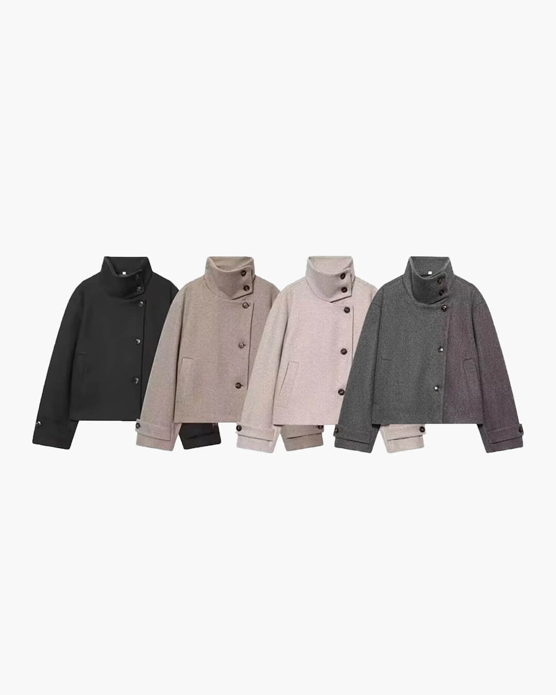 OLANE Rose Buckle Stand Collar Coat BrownXSCoat