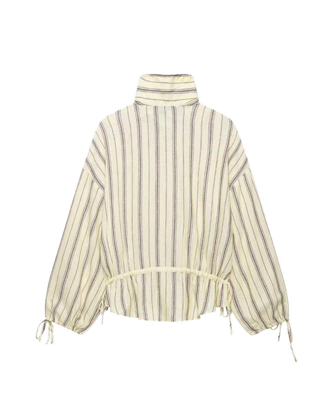 OLANE Ruffles Stand Collar Striped Jacket LWomen's Coats & Jackets