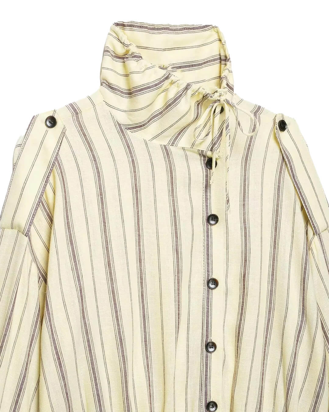 OLANE Ruffles Stand Collar Striped Jacket LWomen's Coats & Jackets
