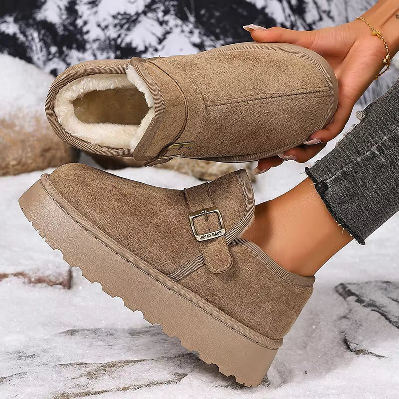 OLANE Slip-On Suede Platform Ankle Booties Taupe40Boots