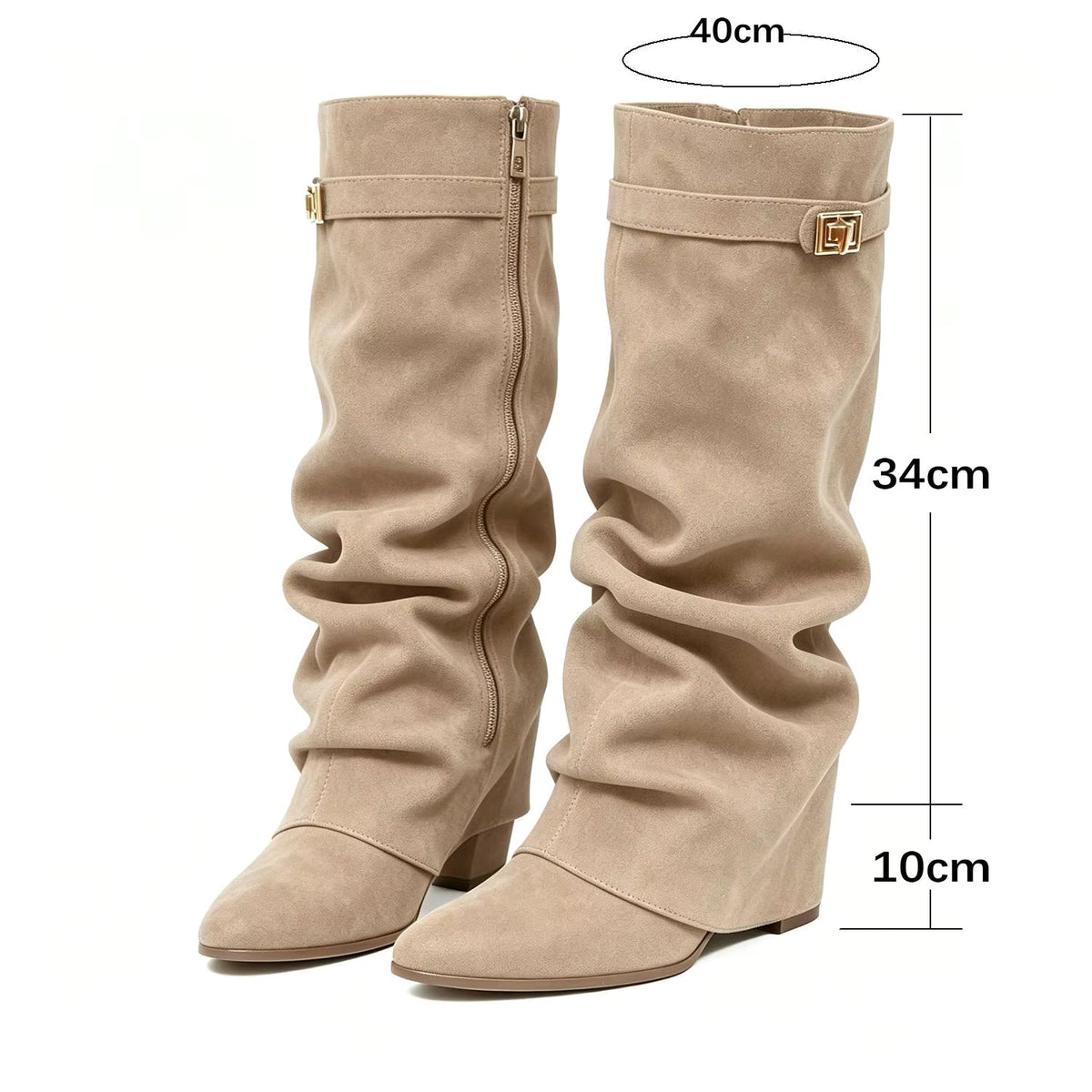 OLANE Slouchy Faux Suede Knee High Boots Brown34Boots