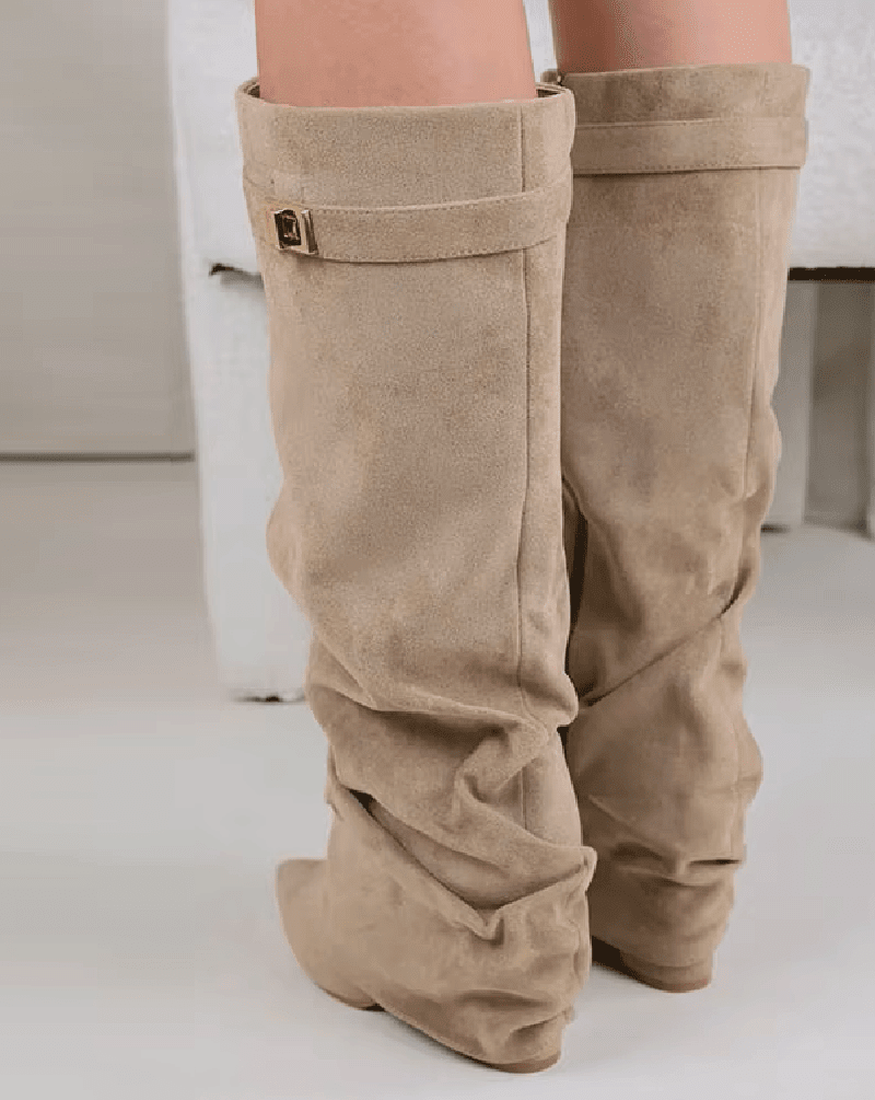 OLANE Slouchy Faux Suede Knee High Boots Brown34Boots