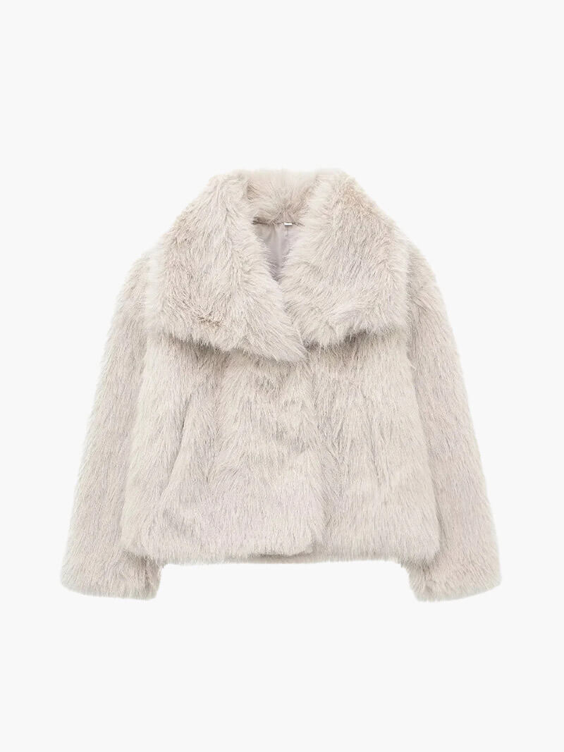 OLANE Soft Open-Front Faux Fur Coat CremeSCoat