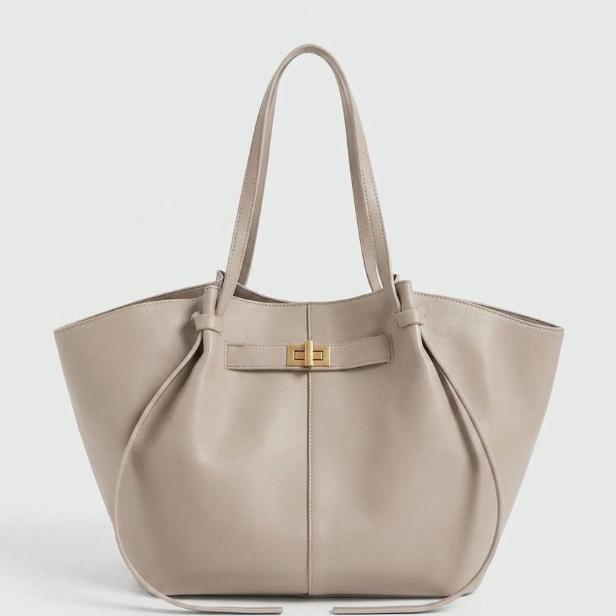 OLANE Spacious Vegan Leather Shopper Bag BeigeRegularBag