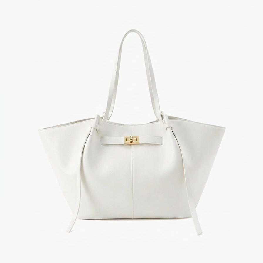 OLANE Spacious Vegan Leather Shopper Bag WhiteRegularBag