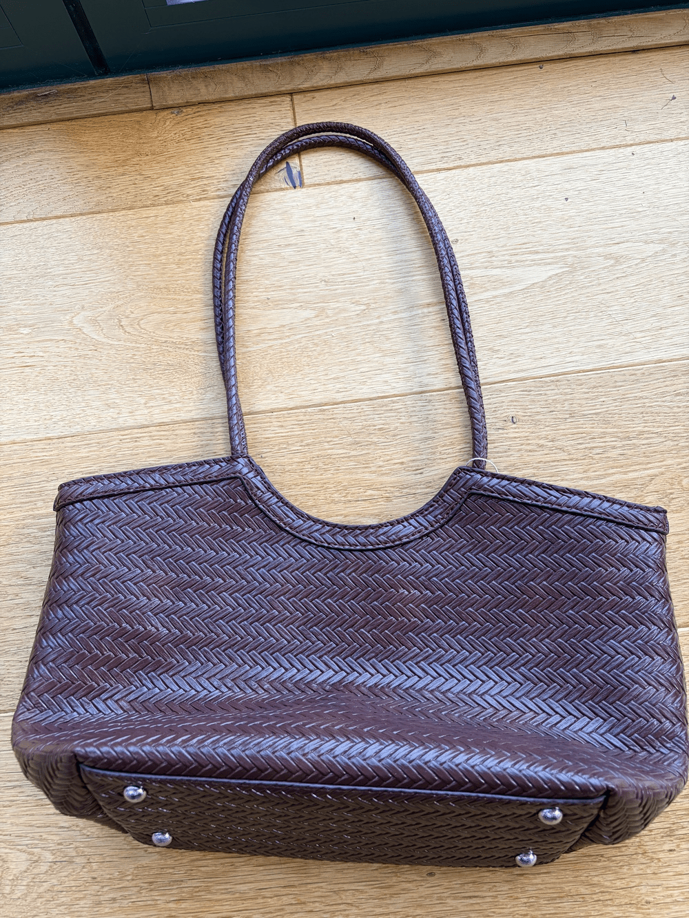 OLANE Spacious Woven Faux Leather Bag BrownRegularBag