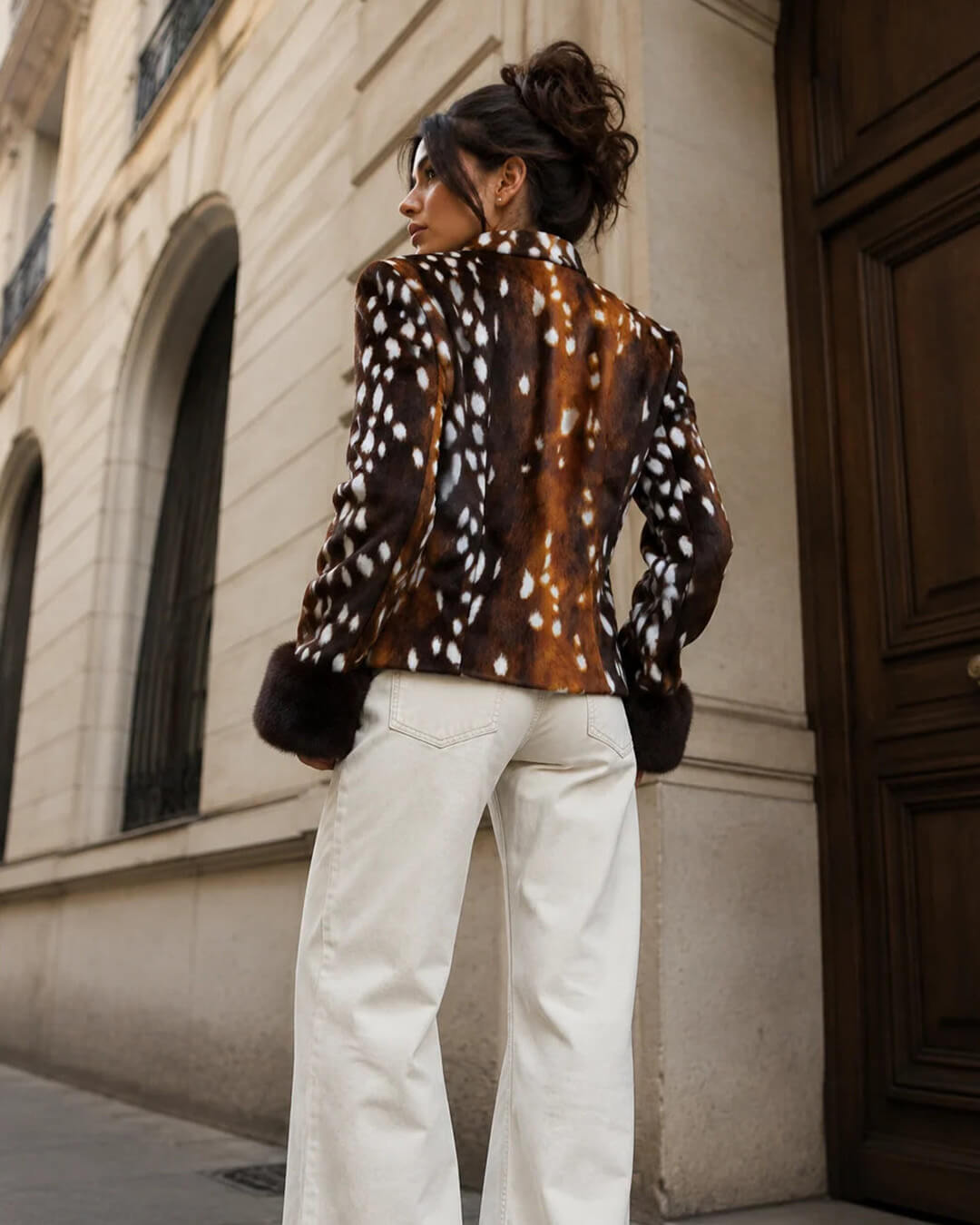 OLANE Stand Collar Faux Fur Bambi Jacket MWomen's Coats & Jackets