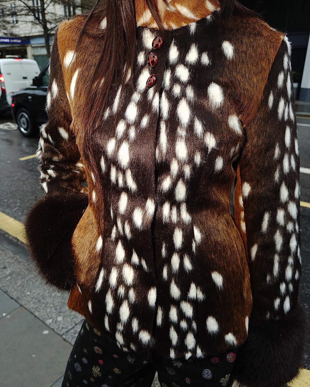 OLANE Stand Collar Faux Fur Bambi Jacket MWomen's Coats & Jackets