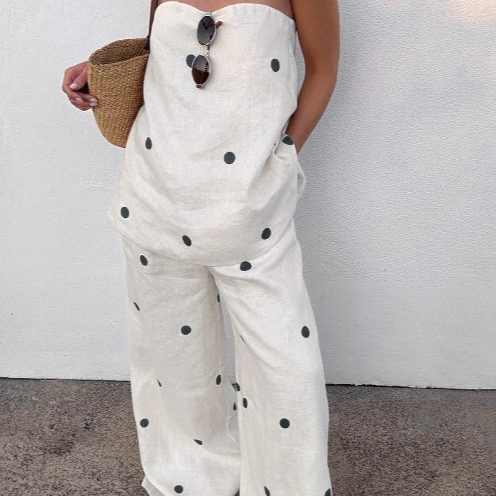 OLANE Strapless Wide - Leg Two - Piece Set WhiteSWomen's Sets
