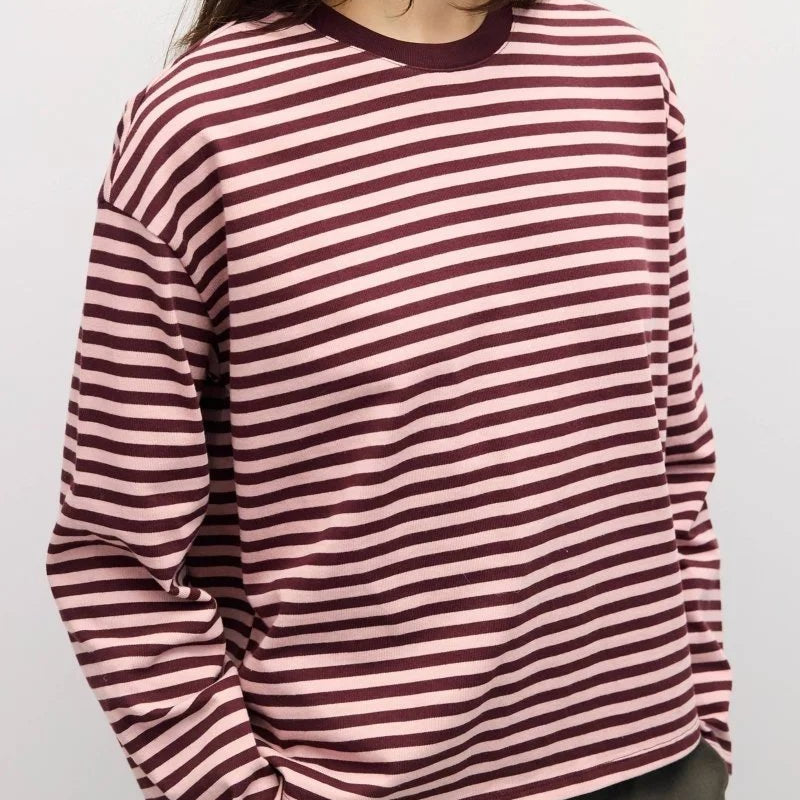 OLANE Striped Oversized Knit Sweater BurgundyXSWomen's Sweaters & Cardigans