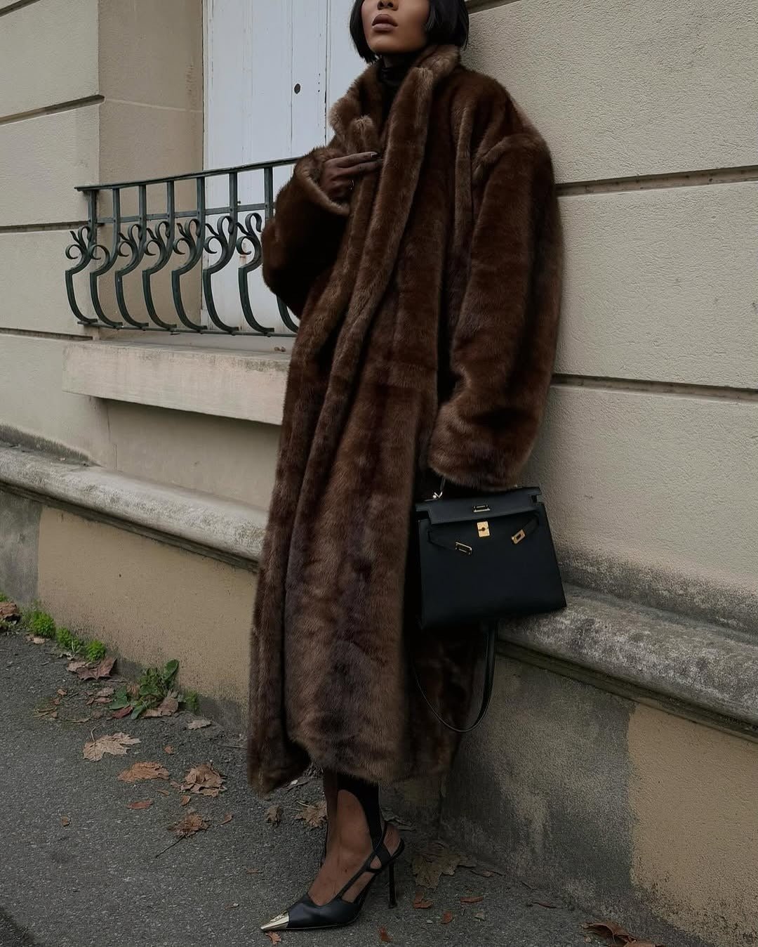 OLANE Stylish Faux Fur Maxi Coat LWomen's Coats & Jackets
