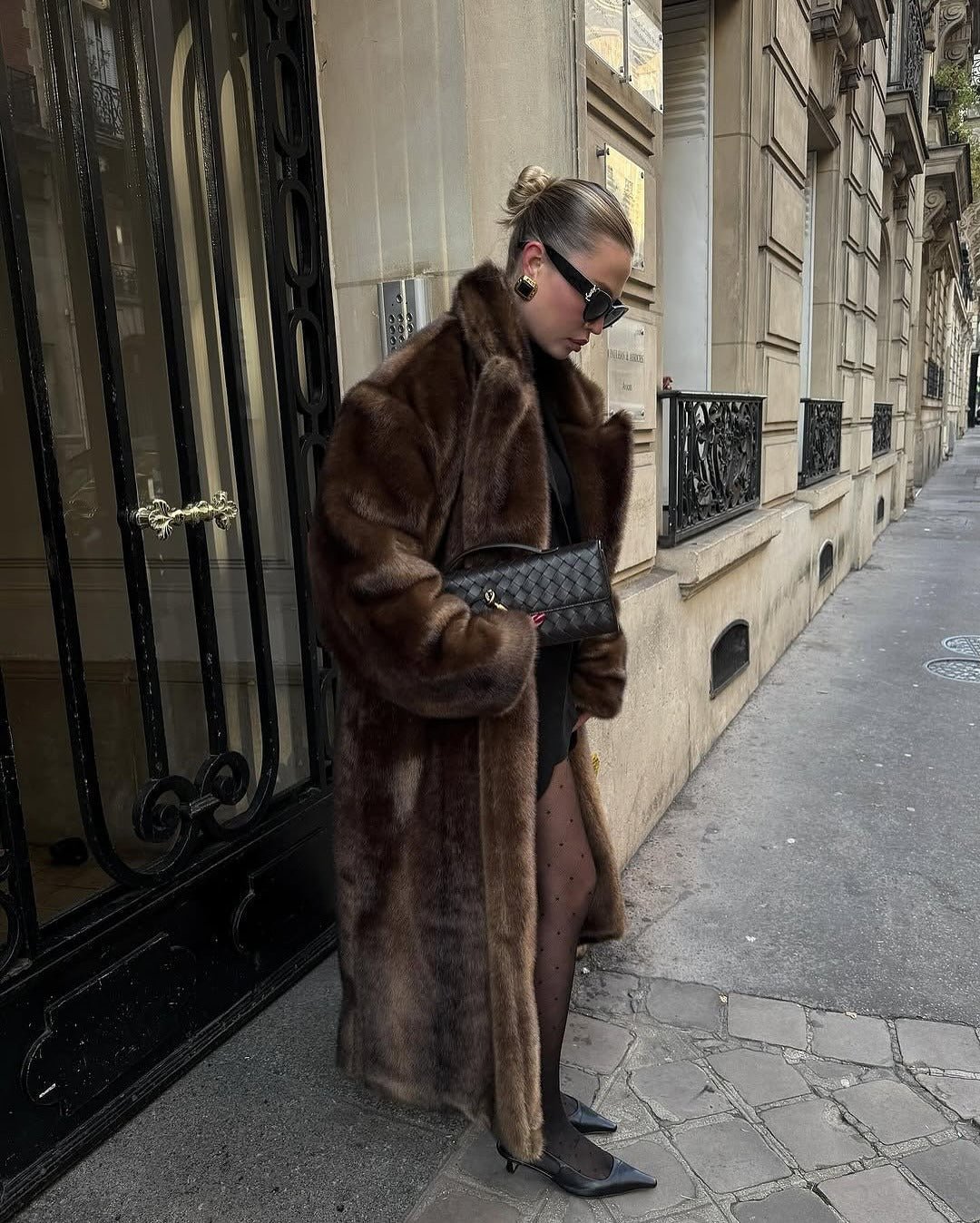 OLANE Stylish Faux Fur Maxi Coat SWomen's Coats & Jackets