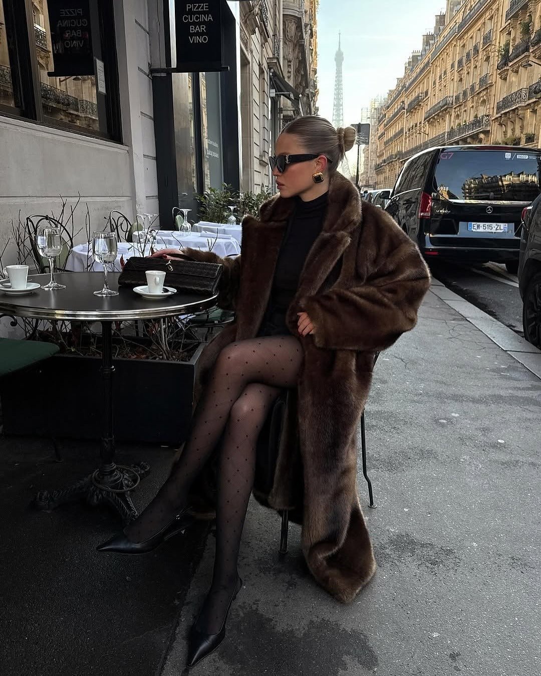 OLANE Stylish Faux Fur Maxi Coat SWomen's Coats & Jackets
