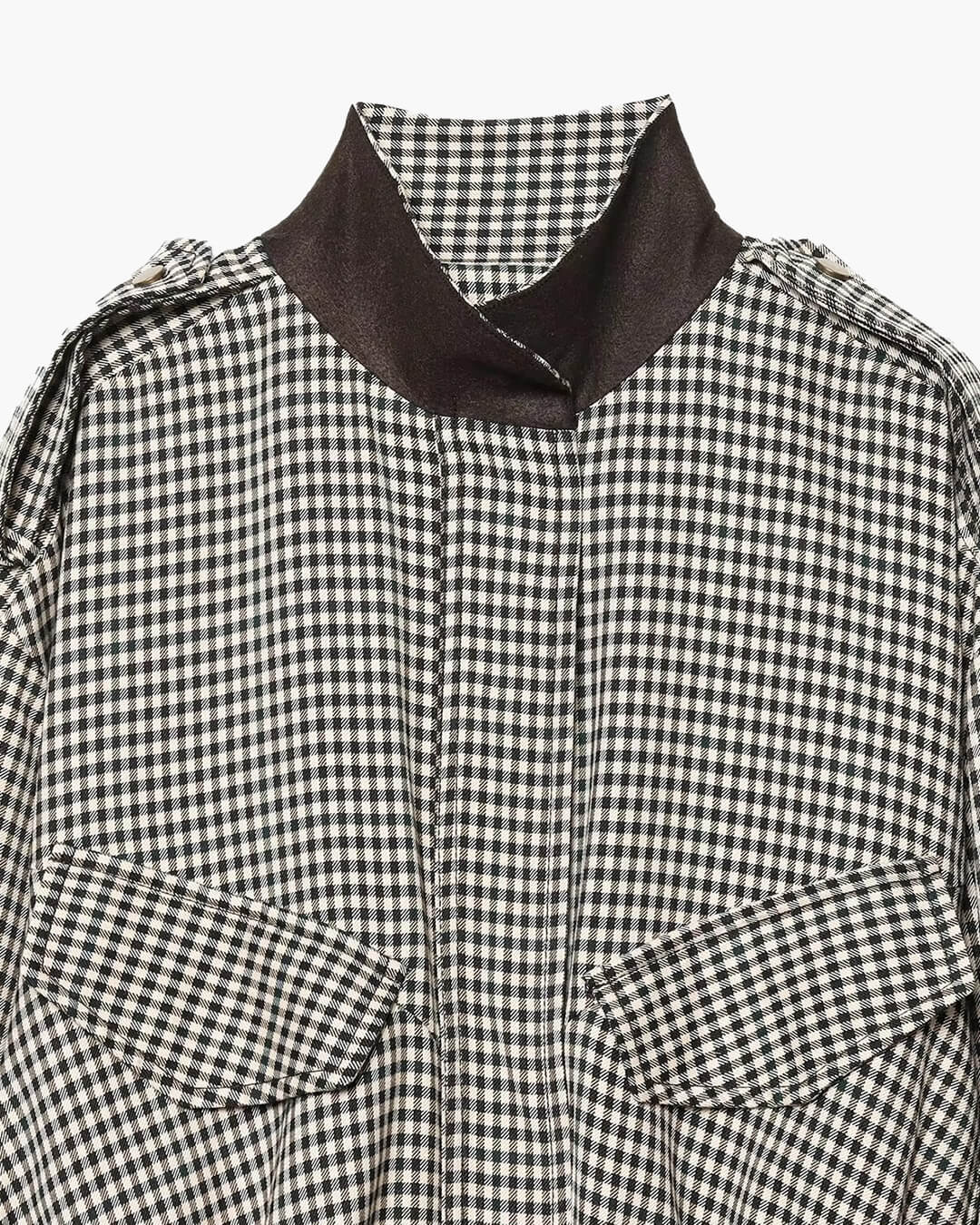 OLANE Stylish High Neck Checked Bomber Jacket LWomen's Coats & Jackets