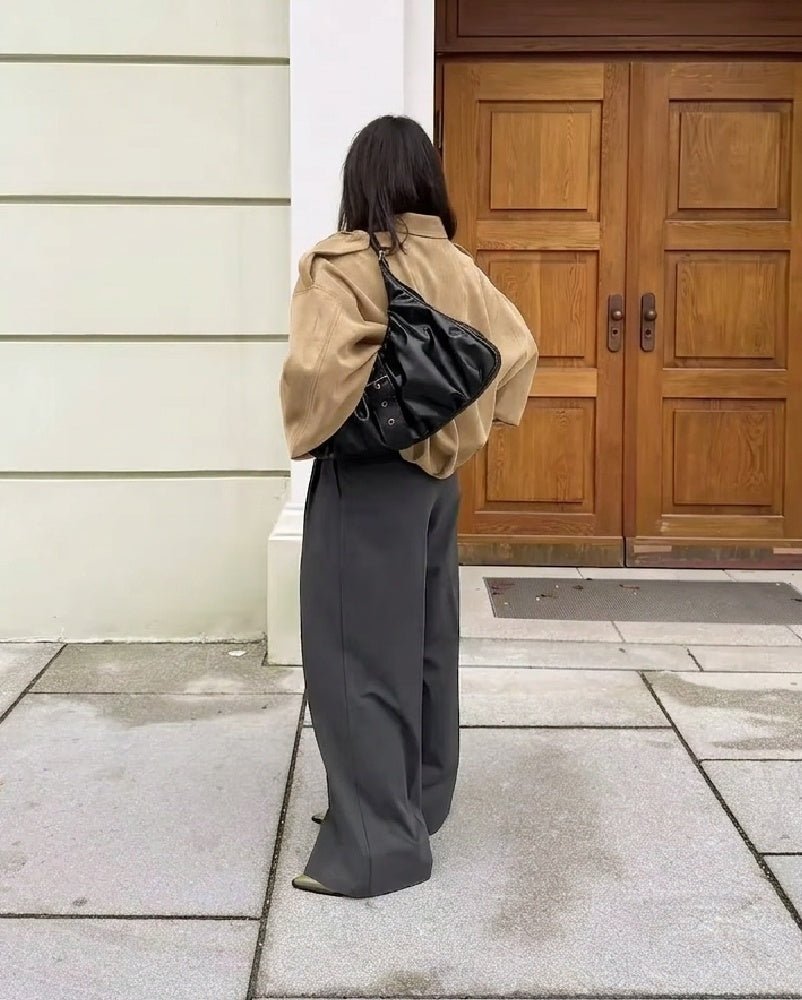 OLANE Stylish Oversized Suede Zip-Up Jacket SJacket