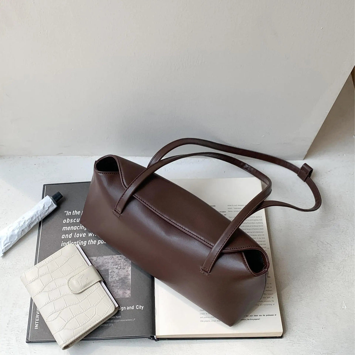 OLANE Stylish Pillow Shoulder Tote Bag Dark BrownBag