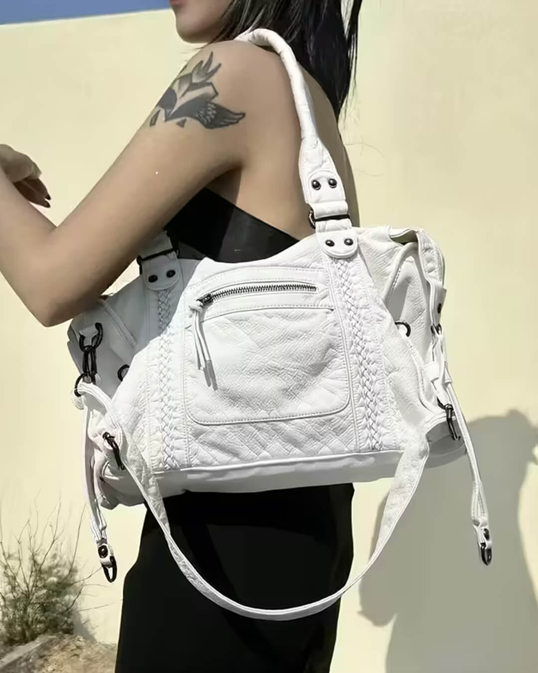 OLANE Vegan Leather Shoulder Bag WhiteBag