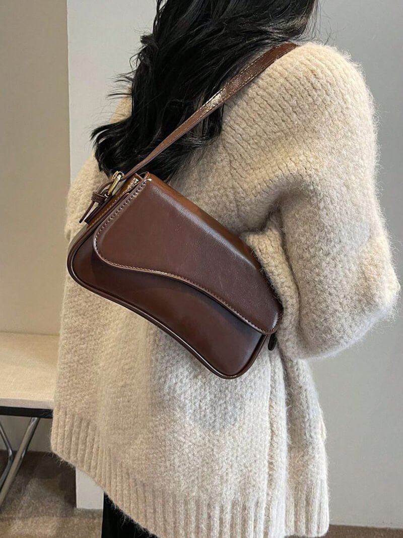 OLANE Vegan Leather Shoulder Saddle Bag SilverRegularBag
