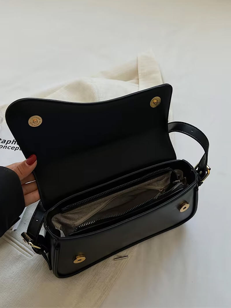OLANE Vegan Leather Shoulder Saddle Bag SilverRegularBag