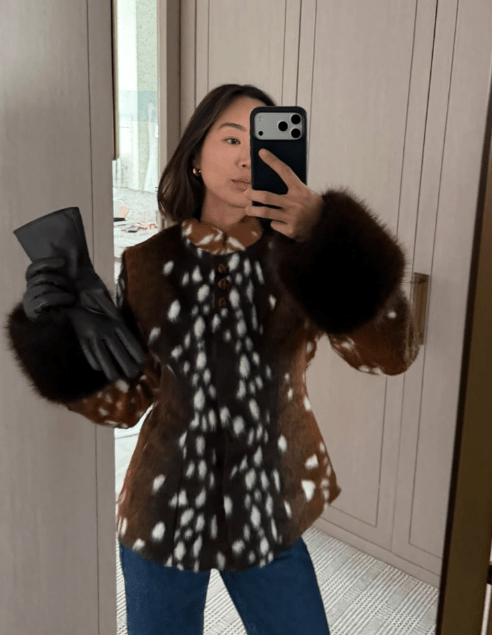 OLANE Vintage Dark Contrast Cuff Faux Fur Jacket BrownXSWomen's Coats & Jackets
