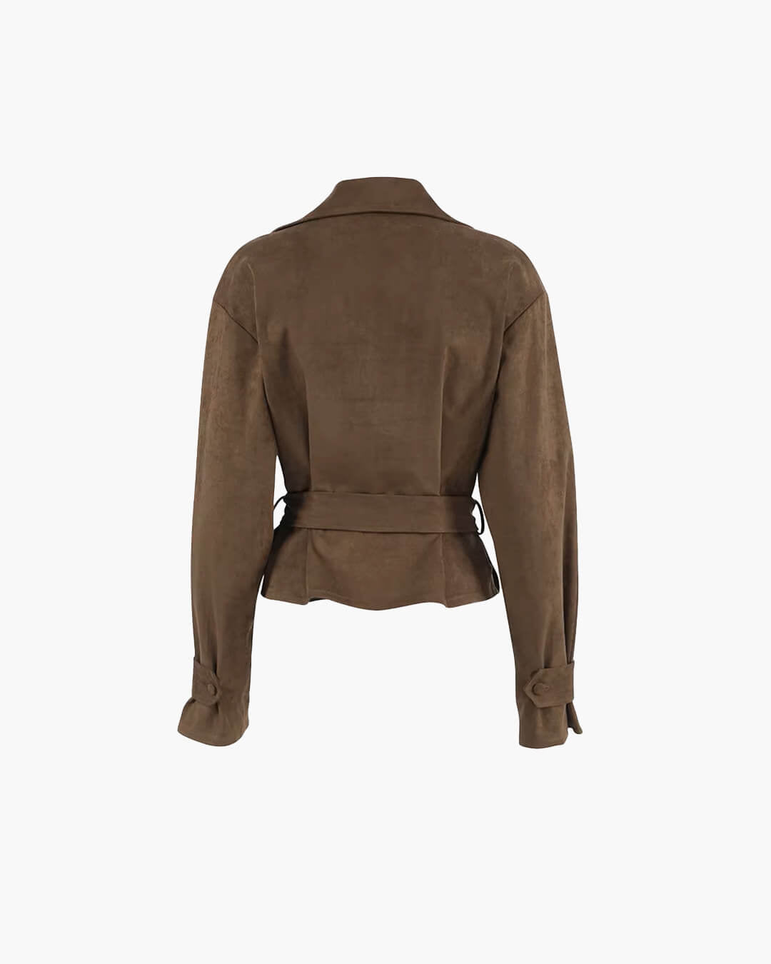 OLANE Vintage Faux Suede Belted Wrap Jacket BrownMWomen's Coats & Jackets