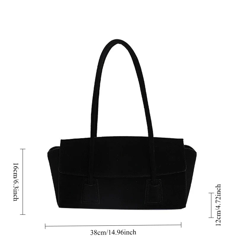 OLANE Vintage Faux Suede Shoulder Bag GreyWomen's Handbags