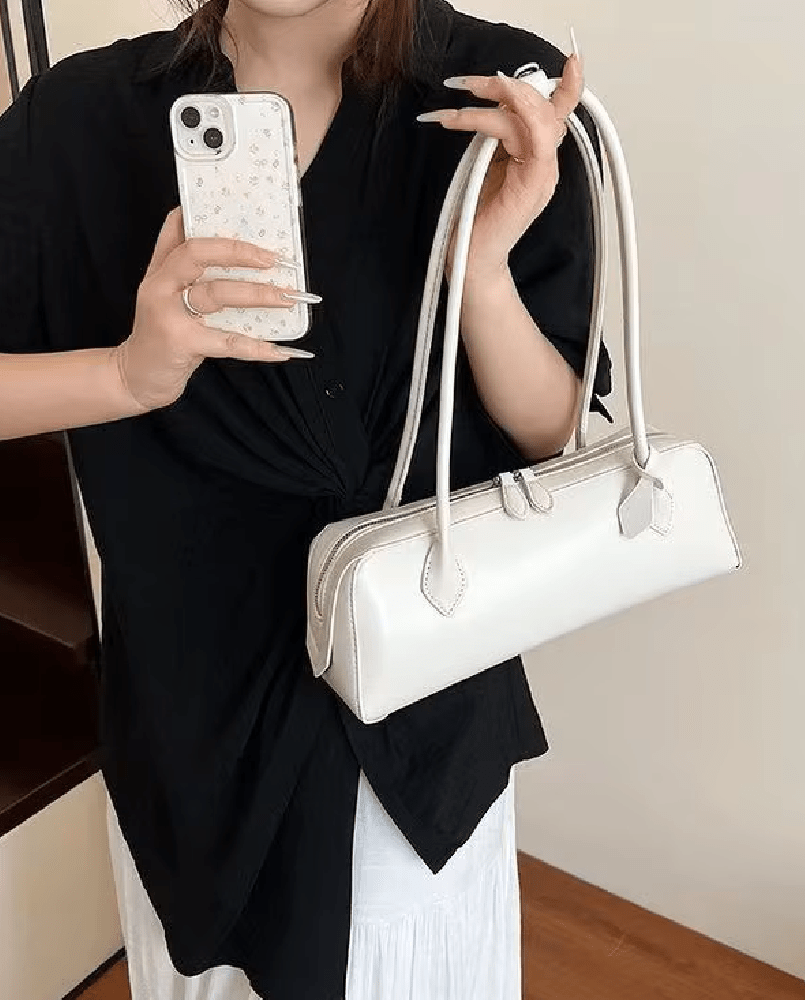 OLANE Vintage Leather Baguette Bag WhiteWomen's Handbags