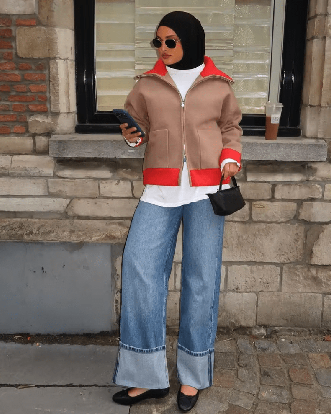OLANE Wide Ribbed Collar Color Blocked Cardigan MCardigan
