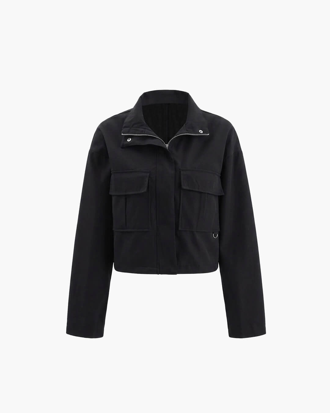 OLANE Zip Up Slouchy Cropped Jacket BlackXSJacket