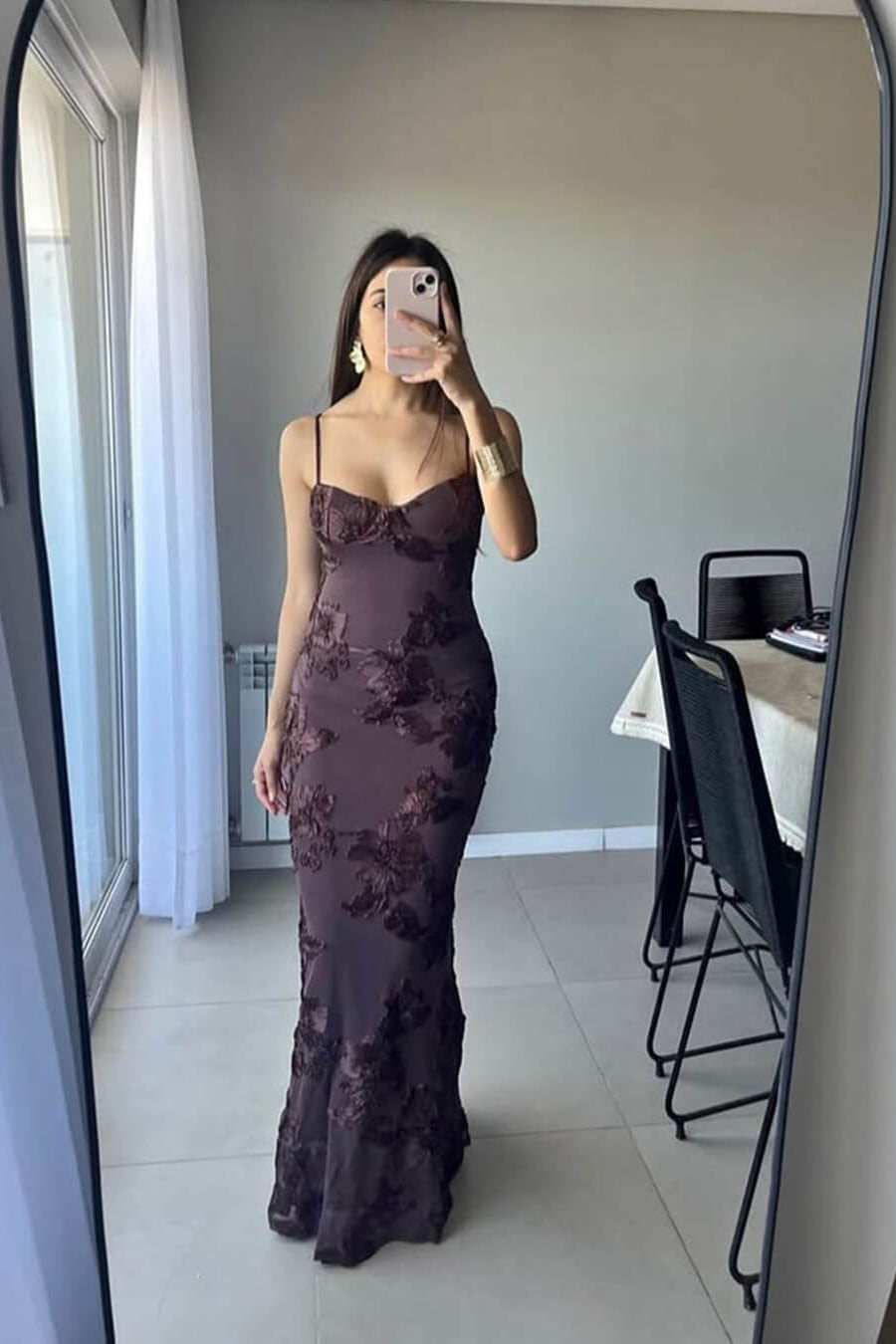 Bodycon Appliqué Tie-Back Evening Gown