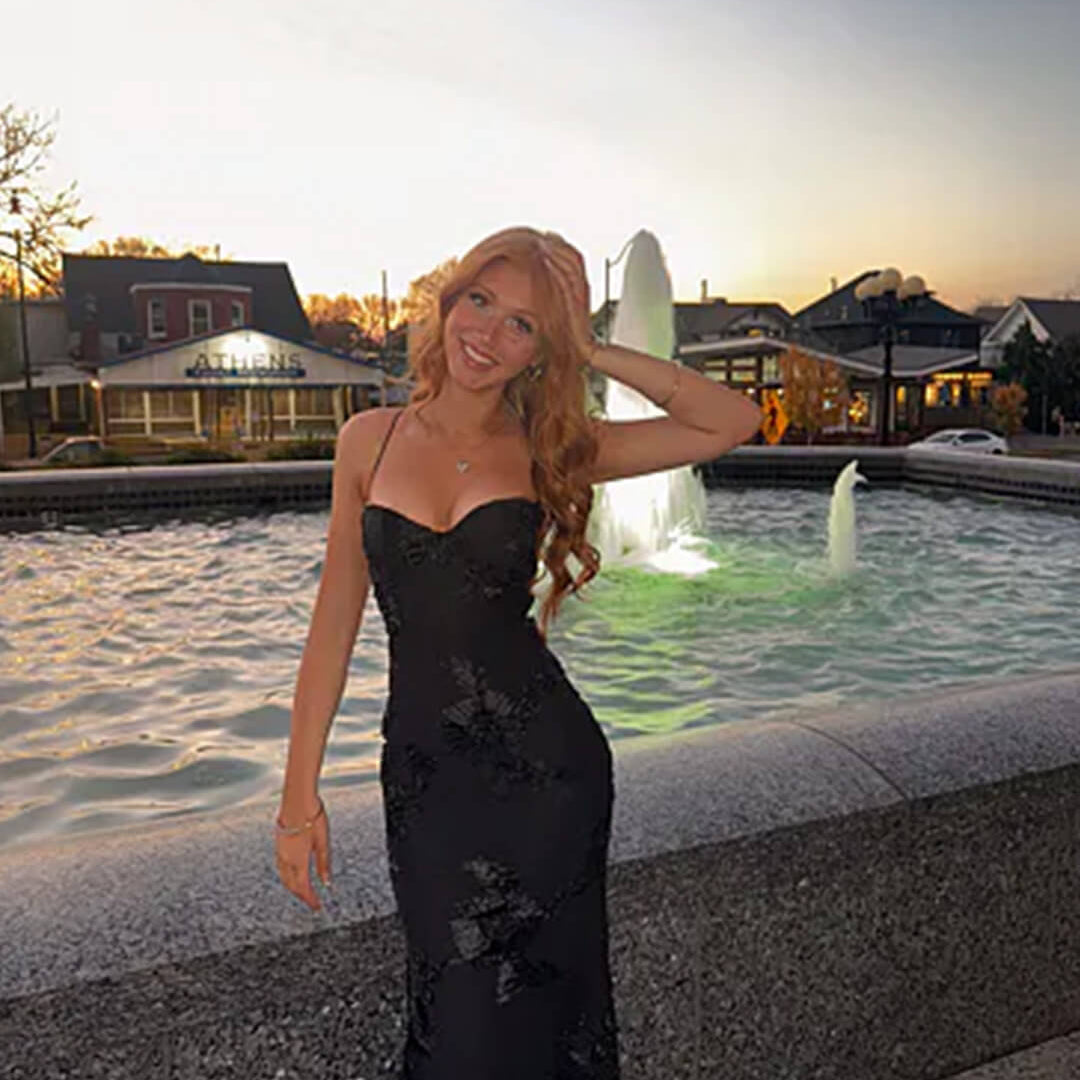 Bodycon Appliqué Tie-Back Evening Gown
